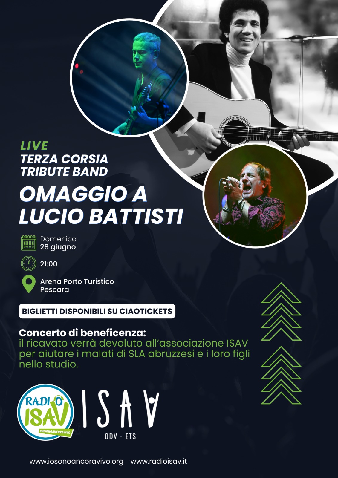 Concerto di Beneficenza ISAV: il 28 giugno a Pescara la musica di Lucio Battisti incontra la solidarietà